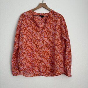 J.Crew Long-sleeve ramie tunic top in painted block print